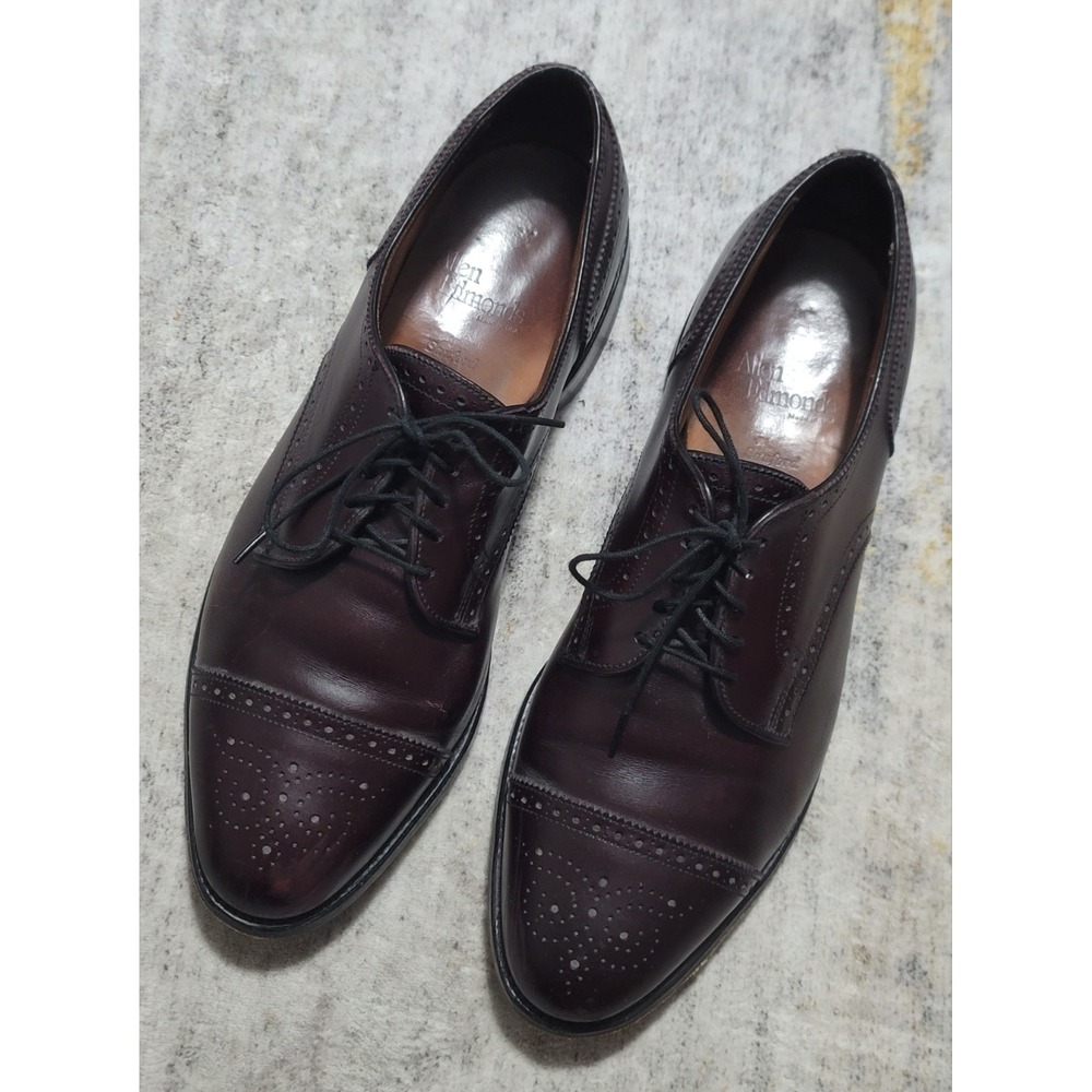 Allen Edmonds Mens Sanford 5277 Burgundy Brogue Dress Cap Toe Shoes Size 10.5 E - Picture 2 of 11